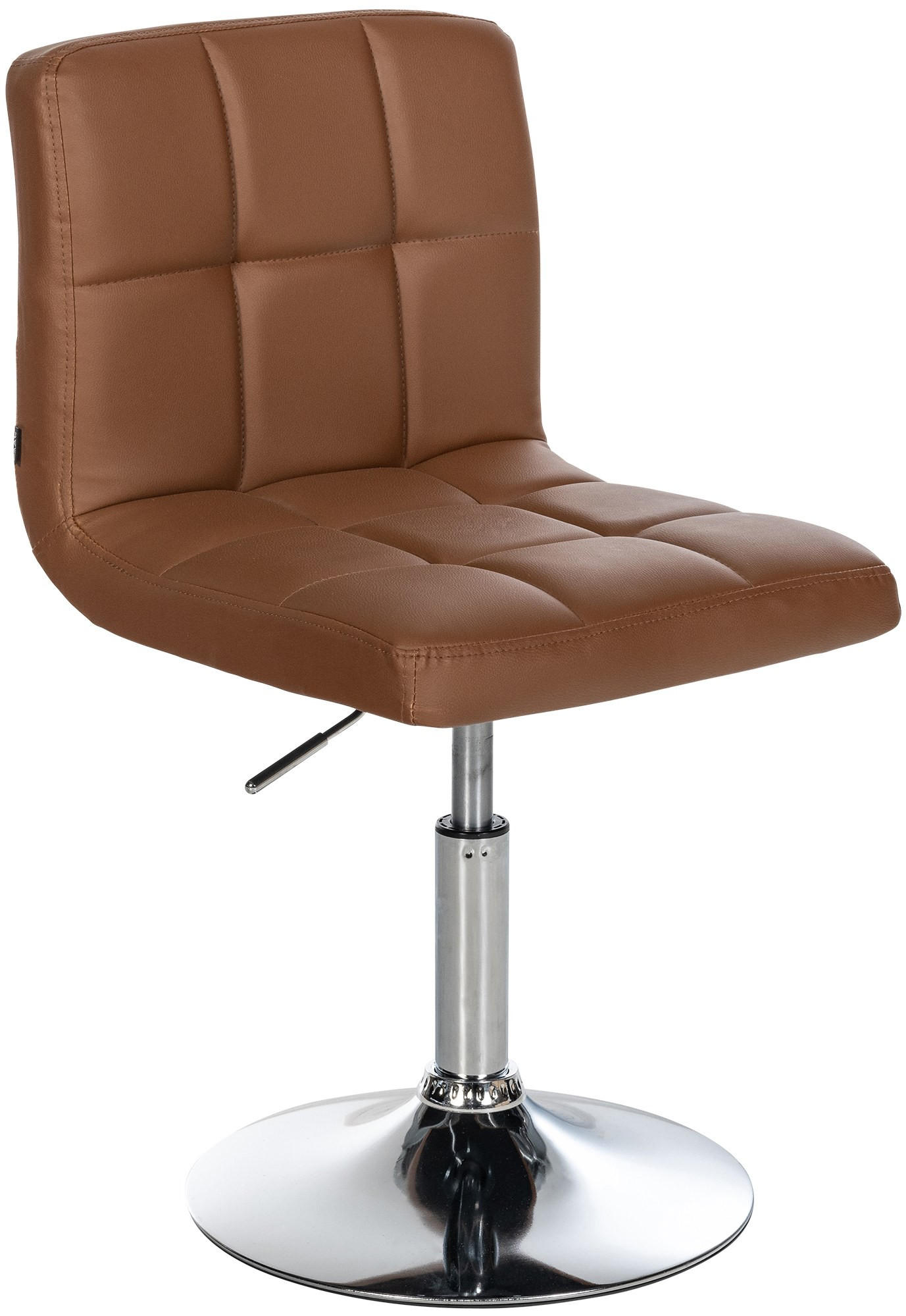 DREHSTUHL Lederlook hellbraun - Chromfarben/Hellbraun, Textil/Metall (44/74/49cm) - CLP