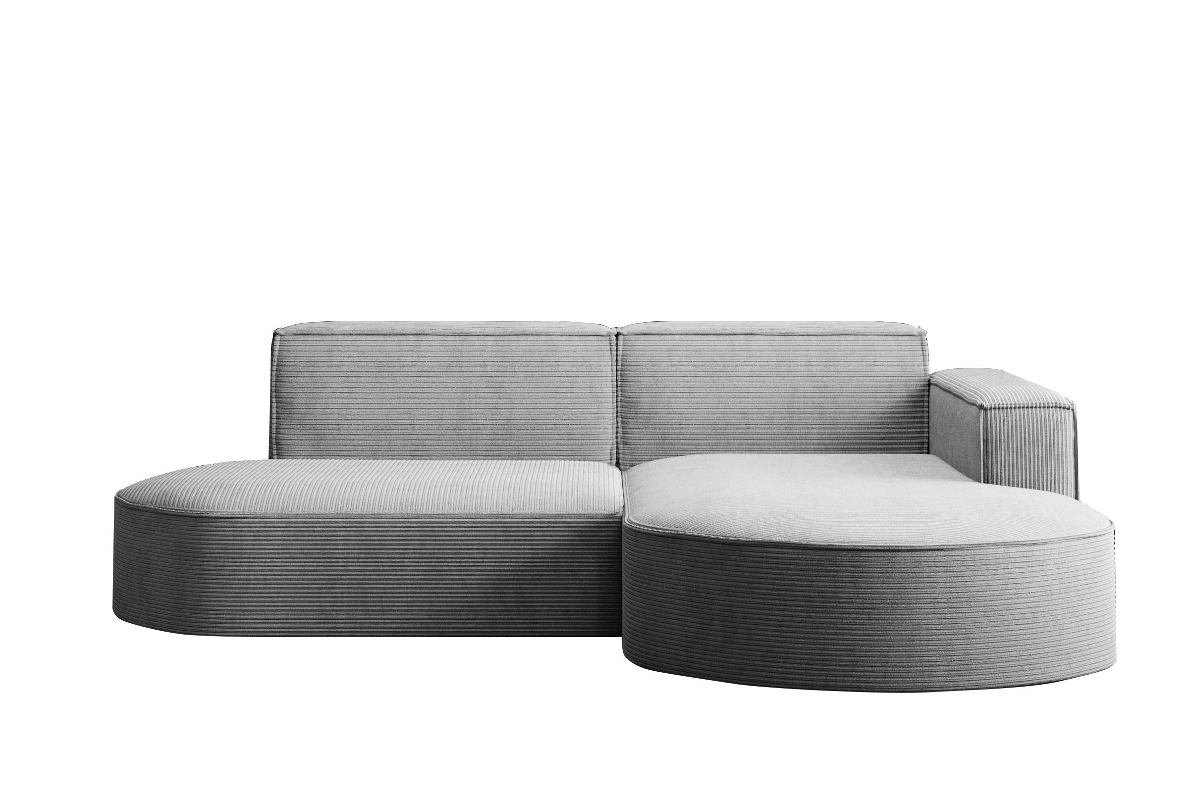 ECKSOFA Designer MODENA STUDIO stoff Dicker cord Poso Silber Rechts - Silberfarben, Holzwerkstoff/Textil (236/165cm) - Kaiser Möbel