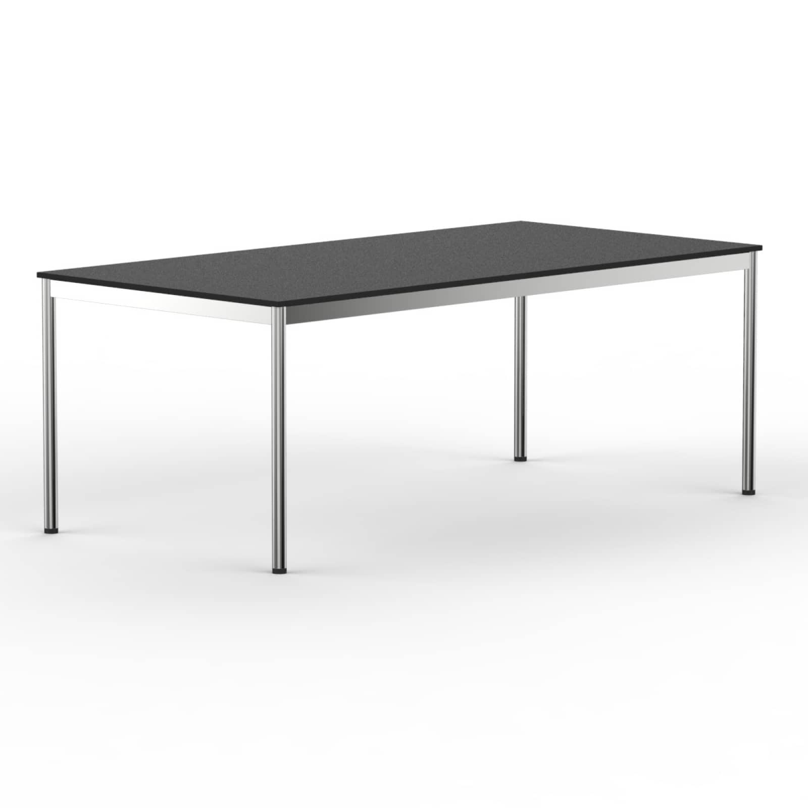 SCHREIBTISCH VST1 200 x 100 cm Schwarz – höhenverstellbar - Chromfarben/Schwarz, Holzwerkstoff (200/100/75.5cm) - Versee
