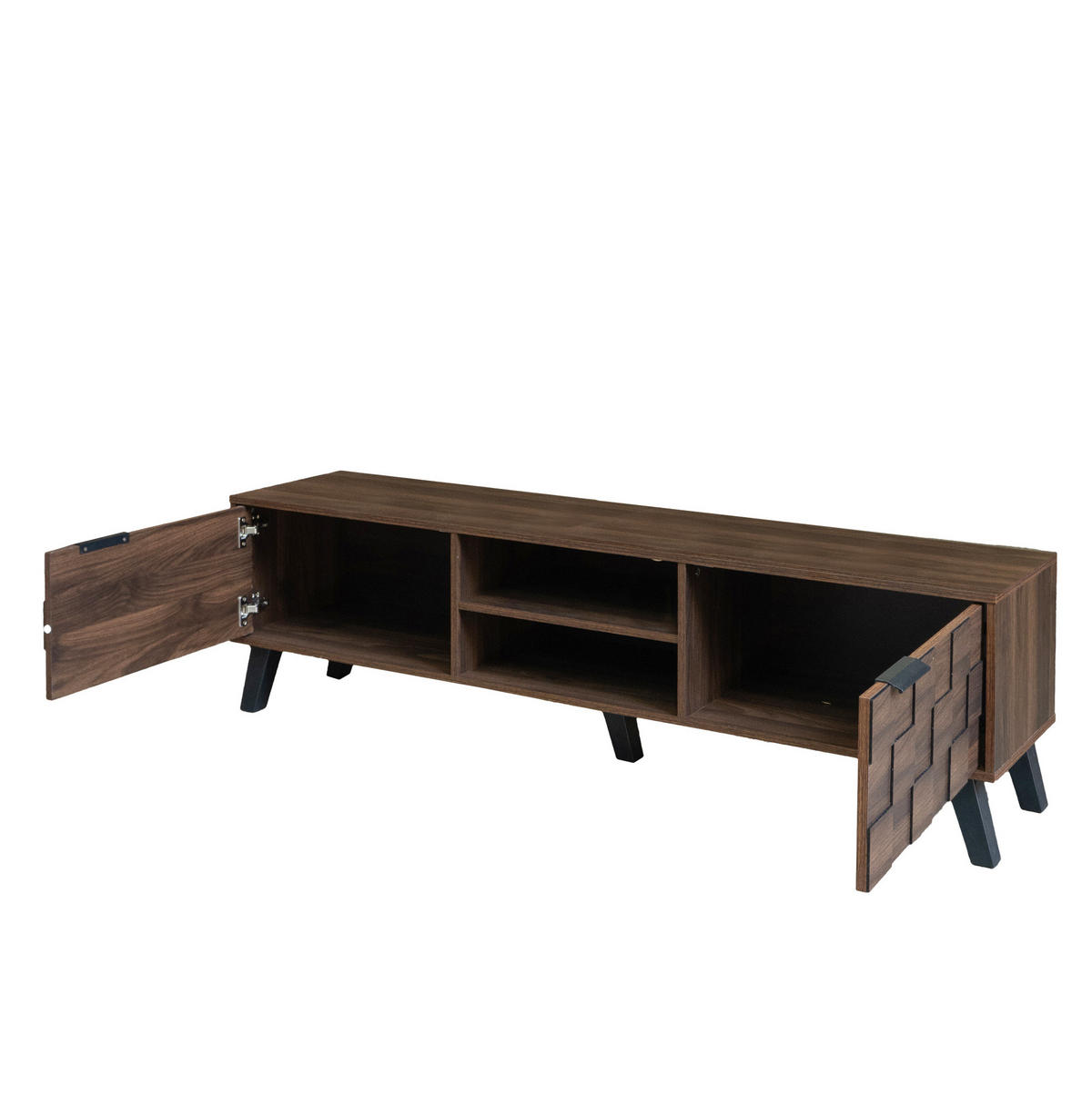LOWBOARD 160.5/35.5/45 cm Holzfarbe aus Spanplatte mit 2 Türen und 2 offenen Fächern - Braun, Holzwerkstoff (35.5/45/160.5cm) - OKMYHOME