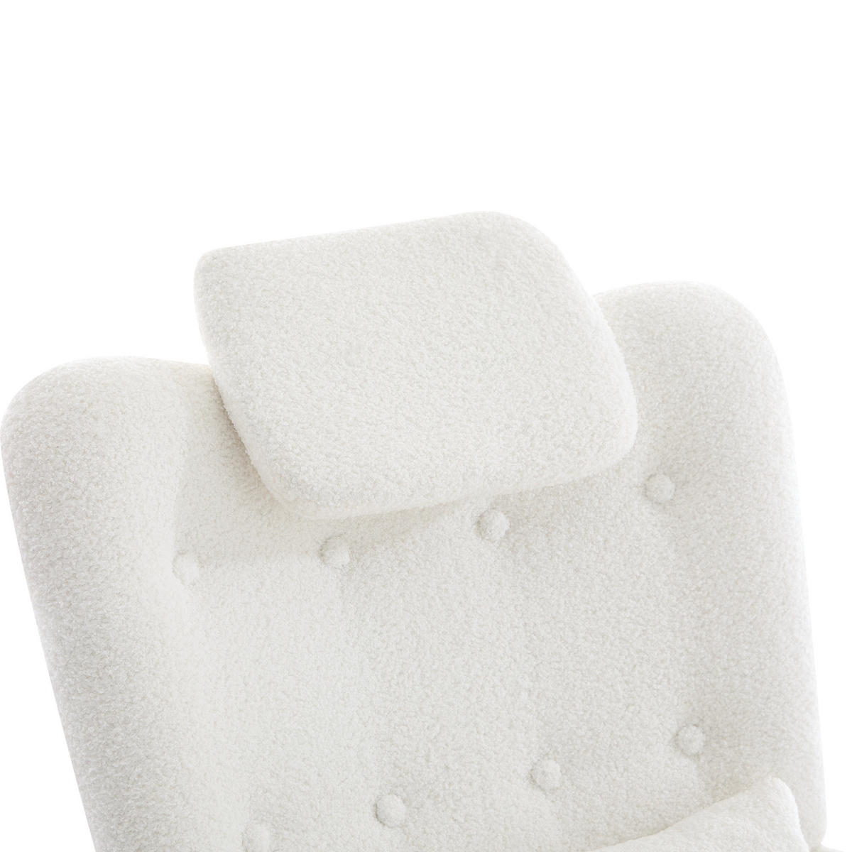 SCHAUKELSTUHL 73x92x102 mit Hocker, Teddy-Stoff, weiß - Weiß, Textil (92/102/73cm) - Luhomfu