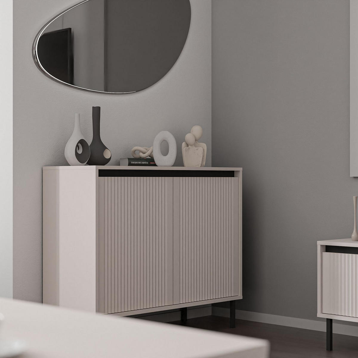 SIDEBOARD OSTIA 100/85/40cm 2 Türen Beige - Beige, Holzwerkstoff (100/85/40cm) - MASSENO