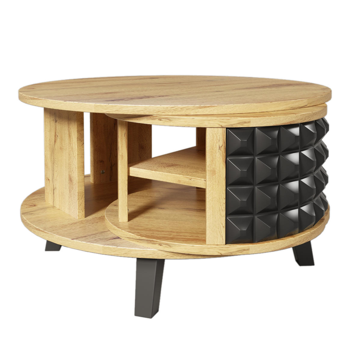 COUCHTISCH Natur und Schwarz 85,2/80/45,2 cm Drehbar - Naturfarben, Holzwerkstoff (80/85.2/45.2cm) - PANGIVO