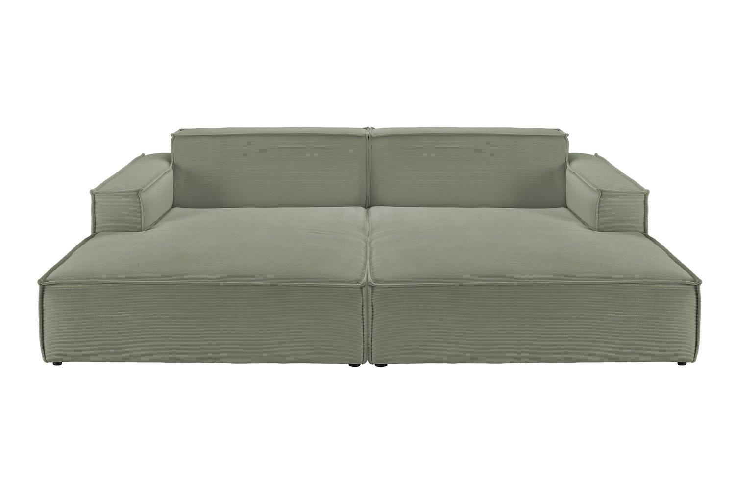 BIG SOFA SAMU Dunkelgrün Cord - Dunkelgrün/Schwarz, Textil (256/72/168cm) - KAWOLA