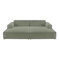 BIG SOFA SAMU Dunkelgrün Cord - Dunkelgrün/Schwarz, Textil (256/72/168cm) - KAWOLA