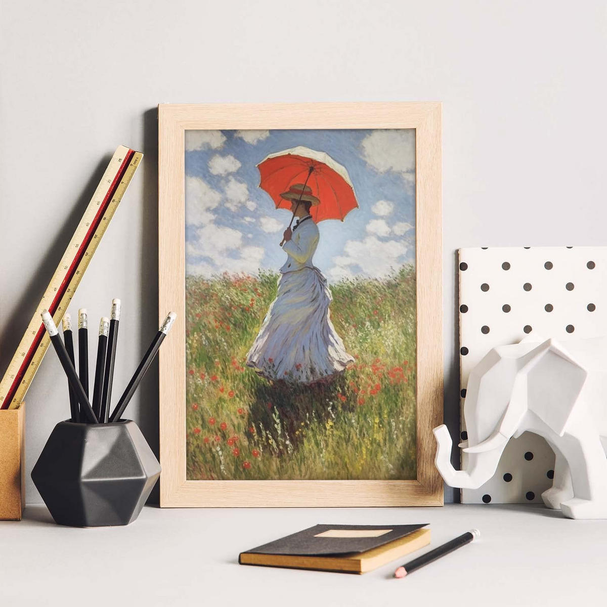 POSTER Claude Monet A3 Rahmen Aus Hellem Holz - Beige, Papier (29.7/5/42cm) - Nacnic