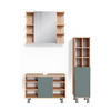 BADMÖBEL-SET Fynn Grün 3 Teile, mit Midischrank Tür groß - Honigeiche/Grün, Holzwerkstoff (60/54/32cm) - Vicco