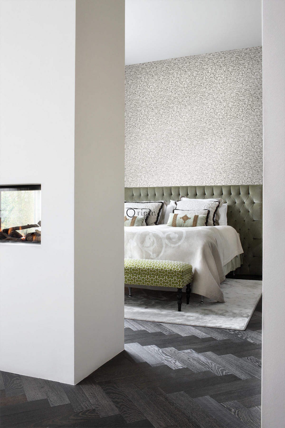 TAPETE metallische Münzen 53 cm x 10.05 m - Weiß, Papier (53/1000cm) - Origin Wallcoverings