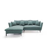 ECKSOFA GLOSS mit Schlaffunktion, Ottomane & goldenen Füßen – Samtsofa im GLOSSour-Stil mit Zierkissen, 258x167x91cm, Linke, BLAU - Hellgrau, Holz/Textil (167/258cm) - DomoHome