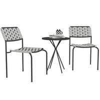 BALKONSET 3-teilig,48×48×60cm,Stapelbare Stühle mit Rattan Tisch - Grau, Metall - Modfu