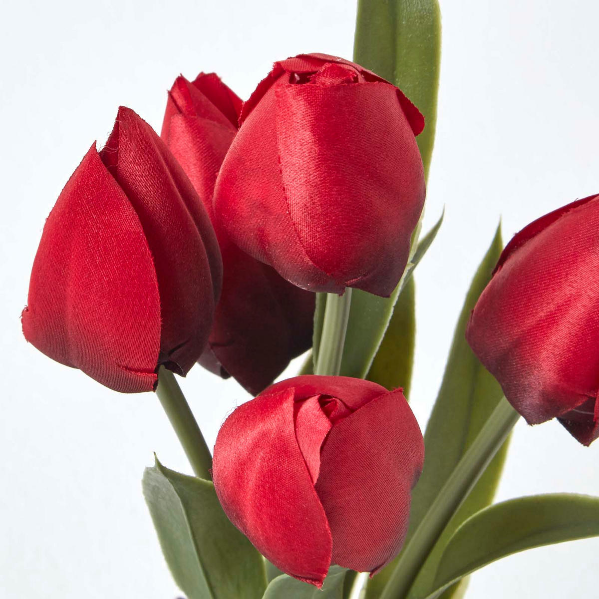 KUNSTBLUMEN Tulpen rot im Steinoptik-Topf, 27 cm - Rot, Kunststoff (27cm) - Homescapes