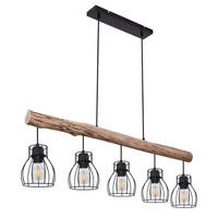 HÄNGELEUCHTE Käfig Holz Schwarz - Schwarz, Holz (100/13.6/140cm) - Globo Lighting