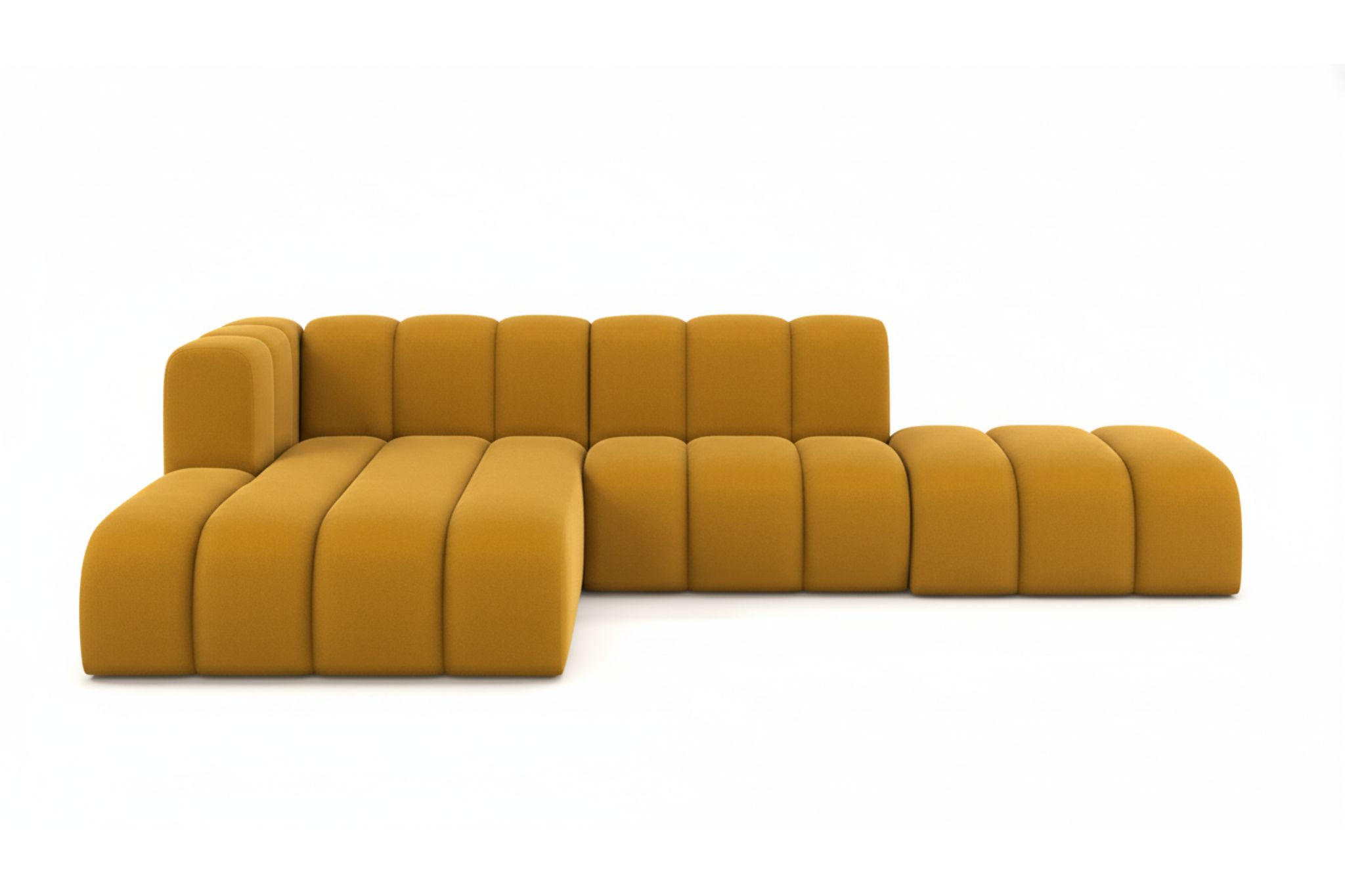 ECKSOFA L-form mit Hocker, Grand Mini, Stoff Salvador, Gelb, Links - Gelb, Holz (295/179cm) - Kaiser Möbel