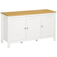 SIDEBOARD Weiß und Eiche-Nachbildung, 3 Türen, 120/40/70 cm - Weiß, Holz (120/70/40cm) - PANGIVO