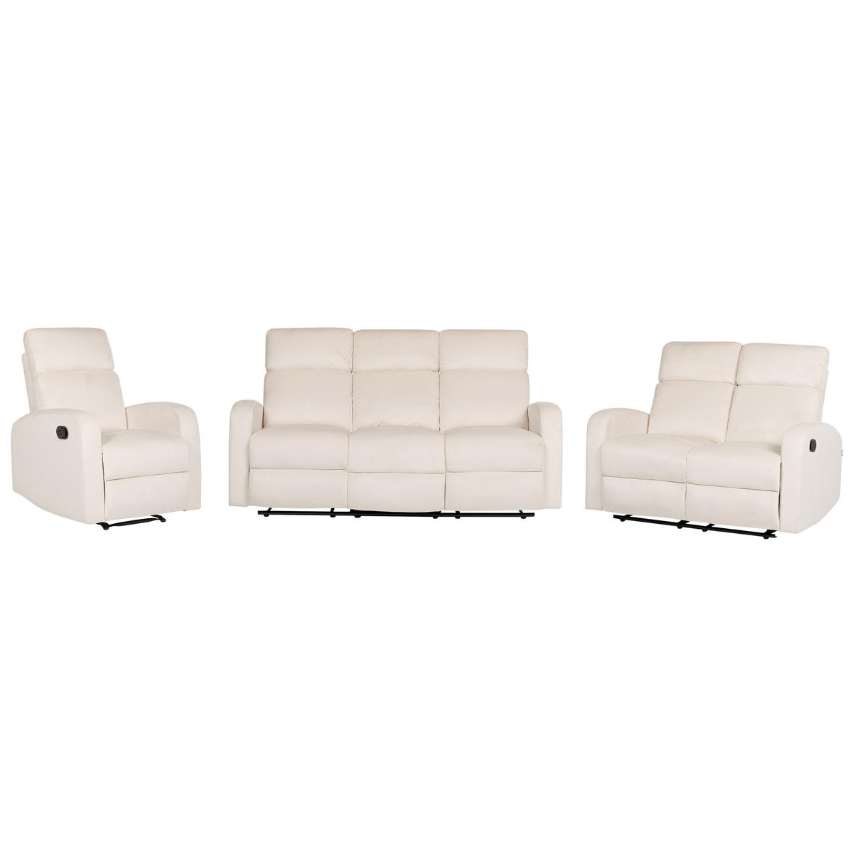 6-SITZER-SOFA SET Samtstoff creme manuell verstellbar Verdal - Weiß, Textil (73/73/180cm) - Beliani