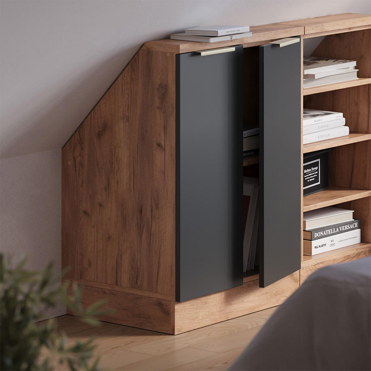 ŠIKMÁ SKŘÍŇ Rion Antracitově zlatý - antracitová, kompozitní dřevo (60/81.6/46cm) - Vicco