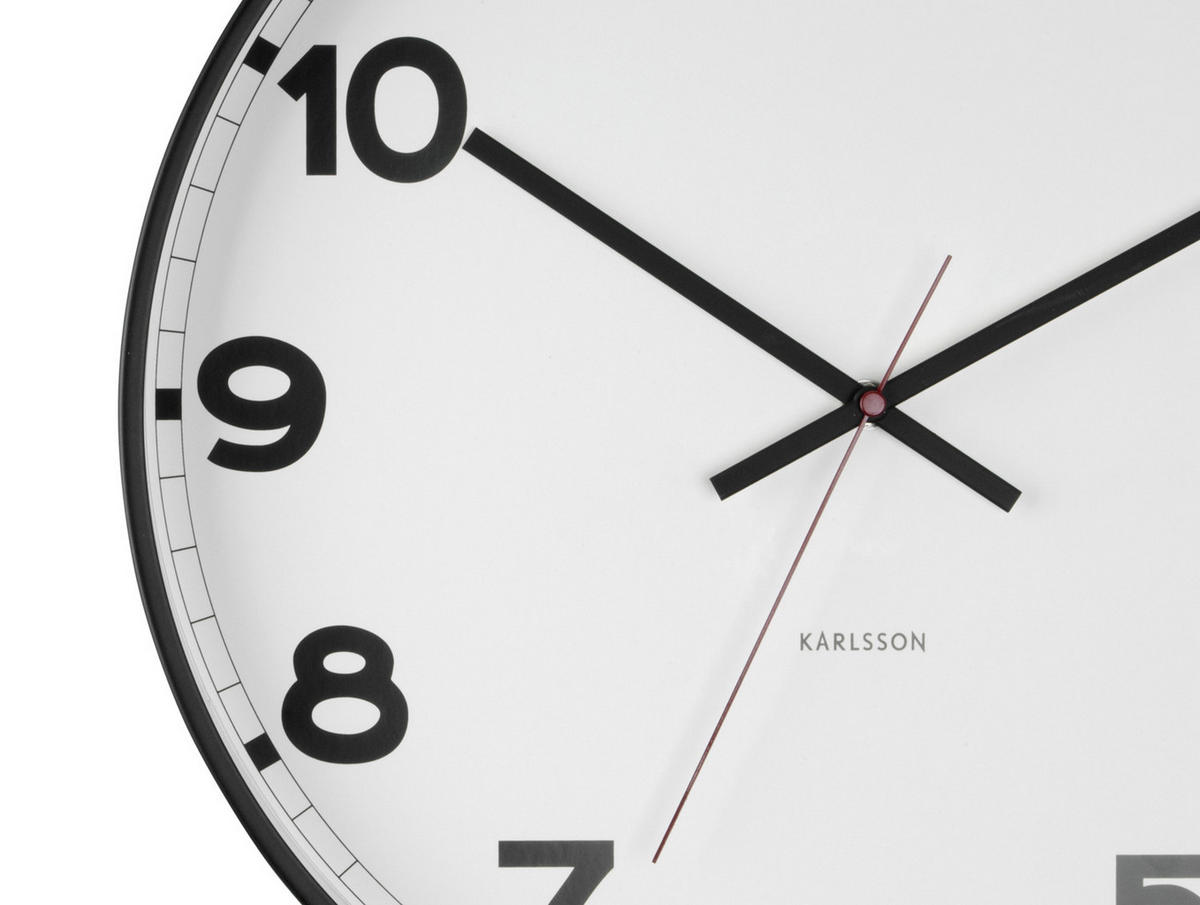 WANDUHR New Classic Ø40,5 cm - Weiß, Metall (40.5/40.5/4.5cm) - Karlsson