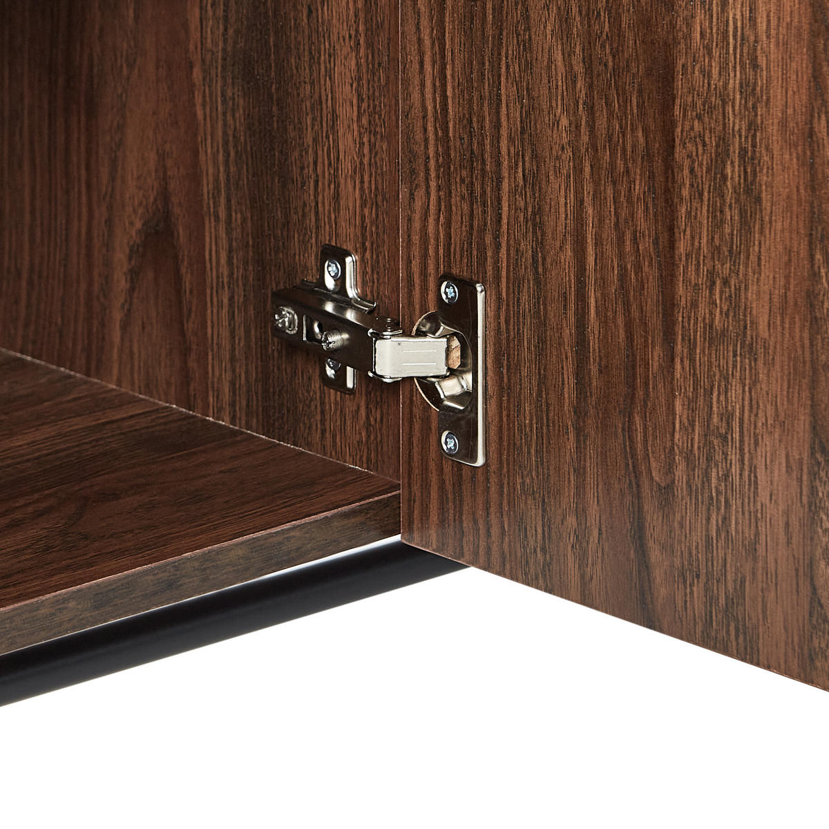 TV-MÖBEL Dunkler Holzfarbton/Schwarz Lismore - Dunkelbraun/Schwarz, Holzwerkstoff (180/50/40cm) - Beliani
