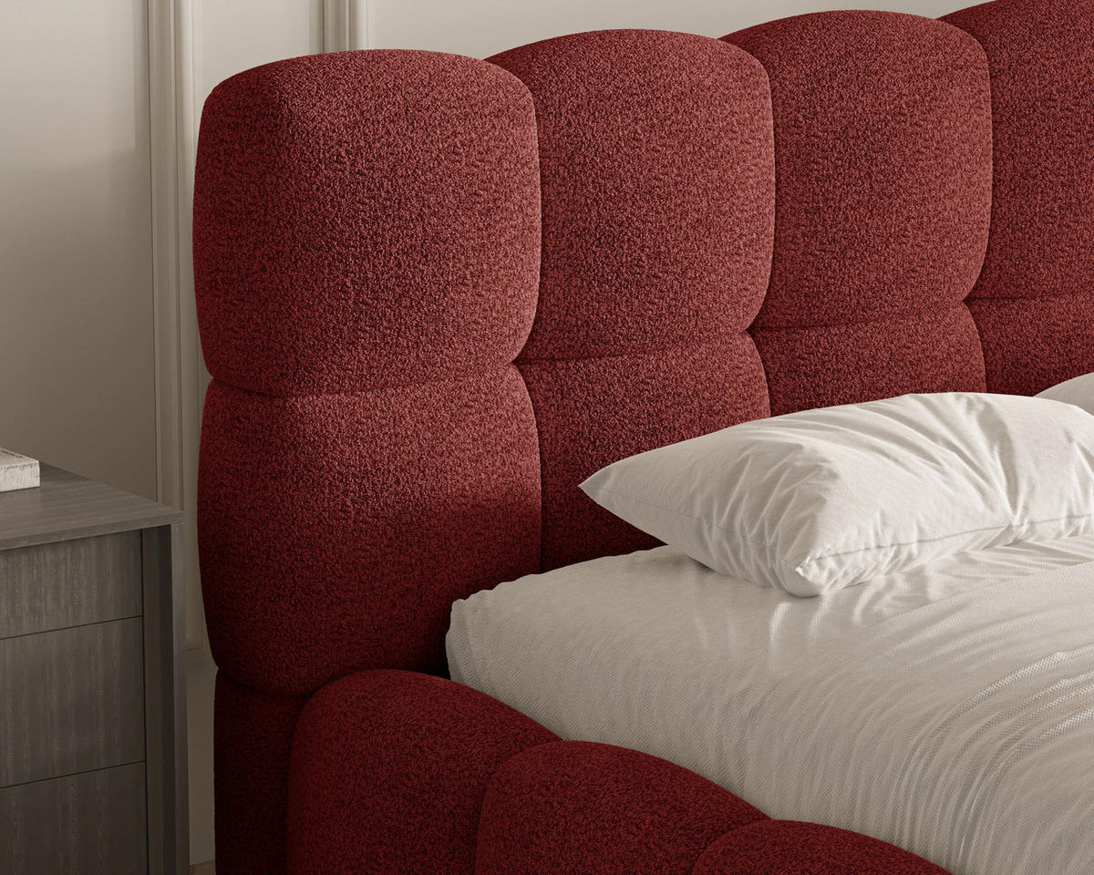 POLSTERBETT - Bett 19 - 140x200 - Rot (Arena 08) - Rot, Holzwerkstoff/Textil (140/200cm) - Möblo