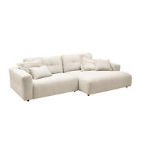 ECKSOFA XL MIKA Cremeweiß Cord - Creme/Schwarz, Kunststoff/Textil (296/167cm) - KAWOLA
