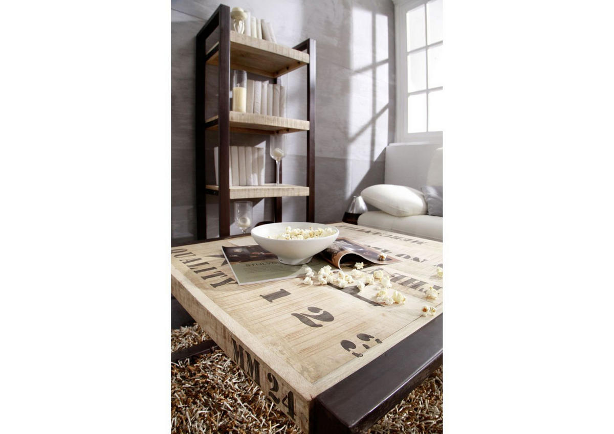 COUCHTISCH Mango 80x80x40 natur bedruckt FACTORY #110 - Naturfarben, Holz (80/80/40cm) - Massivmoebel24