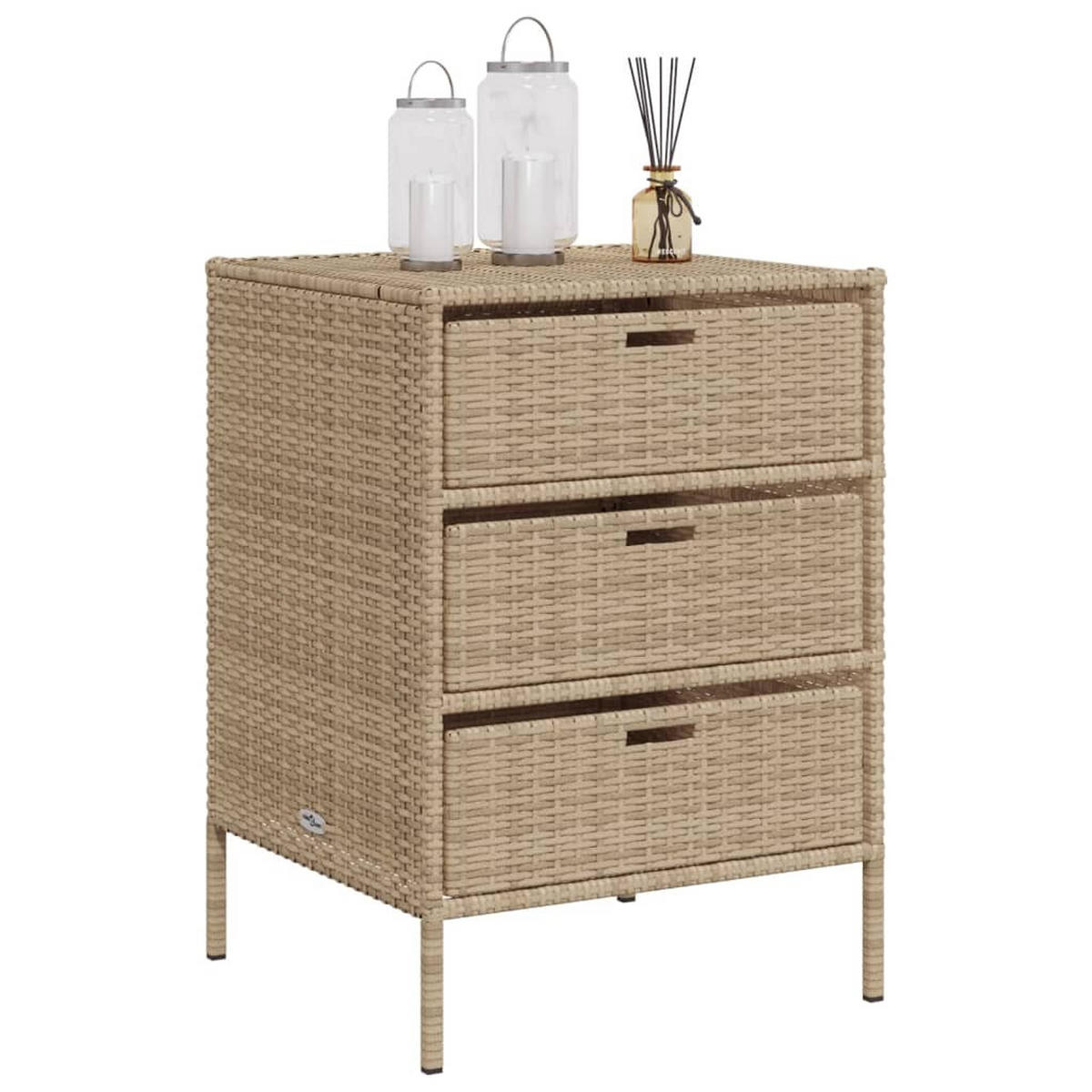 GARTENSCHRANK Beige 55x59x80 cm Poly Rattan - Beige, Kunststoff (55/80/59cm) - furnicato