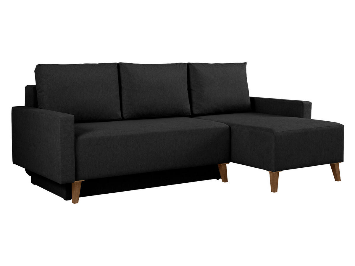 ECKSCHLAFSOFA Oviedo - Schwarz, Holz/Kunststoff (225/140cm) - MIRJAN24