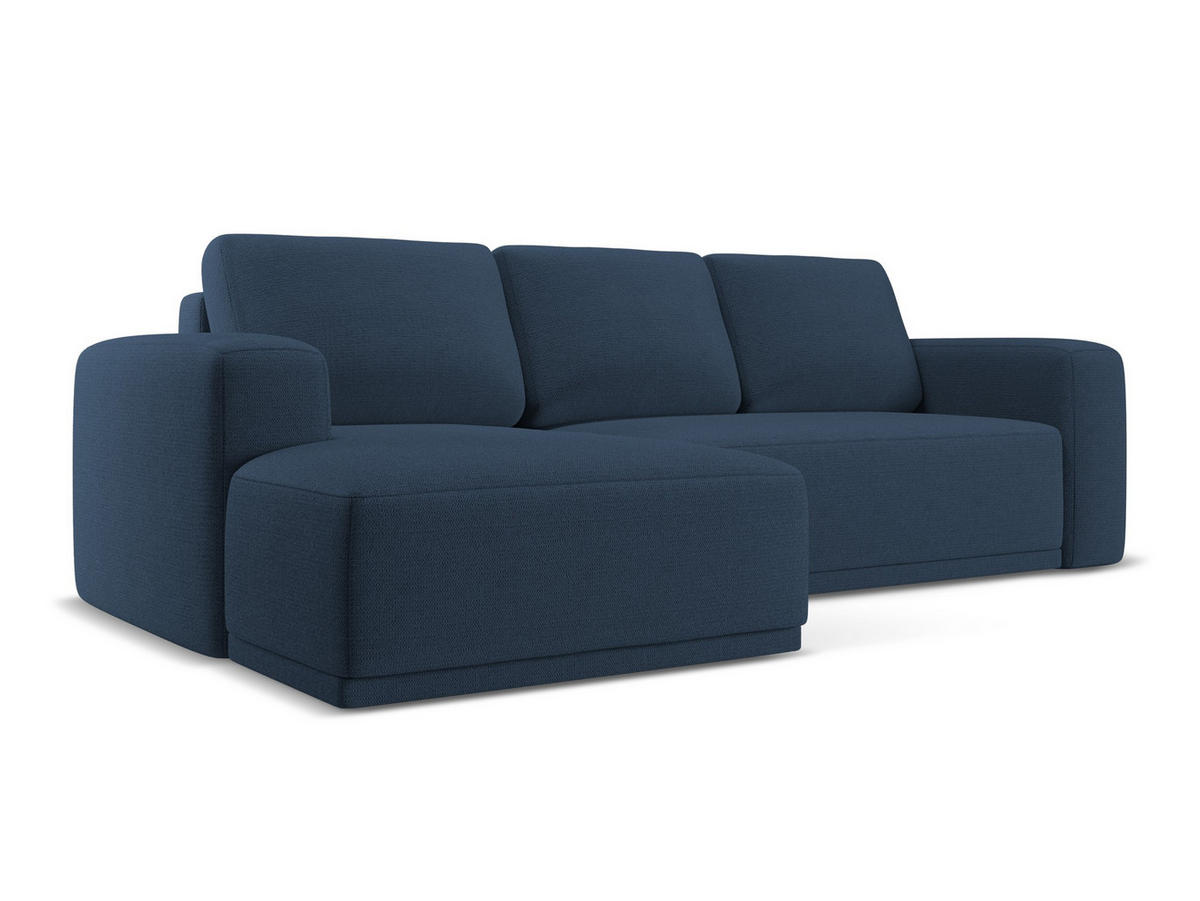 ECKSOFA mit Schlaffunktion Chenille Stoff Blau - Blau/Schwarz, Kunststoff/Textil (160/258cm) - Makamii