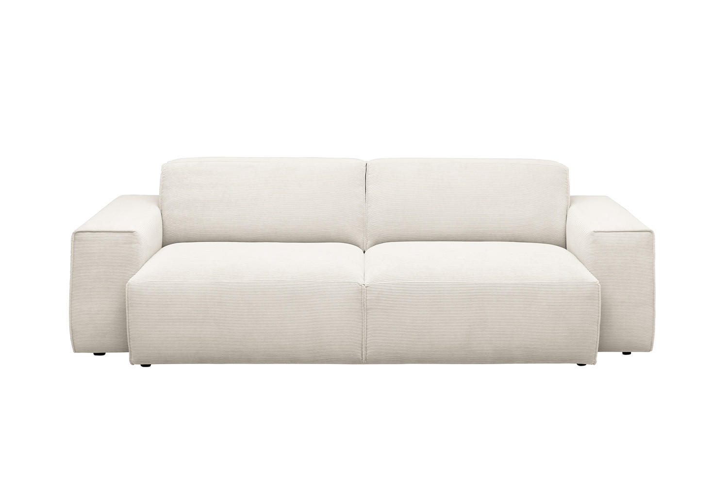 SOFA RANI Weiß Cord - Schwarz/Weiß, Kunststoff/Textil (256/71/101cm) - KAWOLA