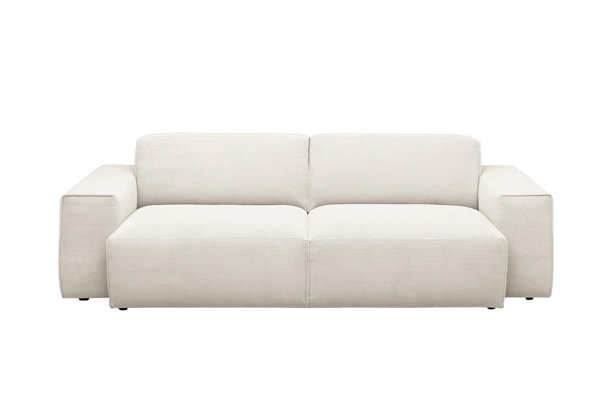 SOFA RANI Weiß Cord - Schwarz/Weiß, Kunststoff/Textil (256/71/101cm) - KAWOLA
