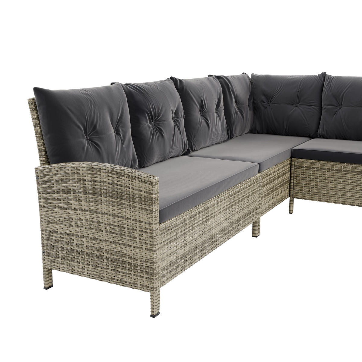 LOUNGEGARNITUR Manacor grau-meliert, dunkelgrau inkl. Abdeckung - Grau, Kunststoff/Metall - Juskys