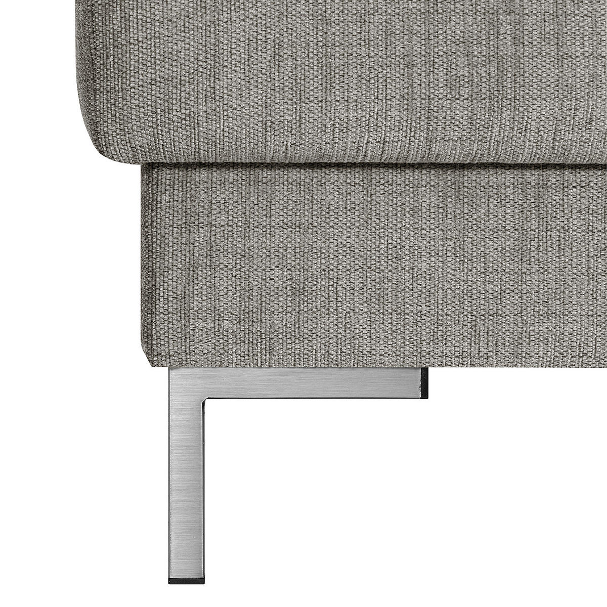 POLSTERHOCKER - Silberfarben/Hellgrau, Textil/Metall (80/44/61cm) - home24