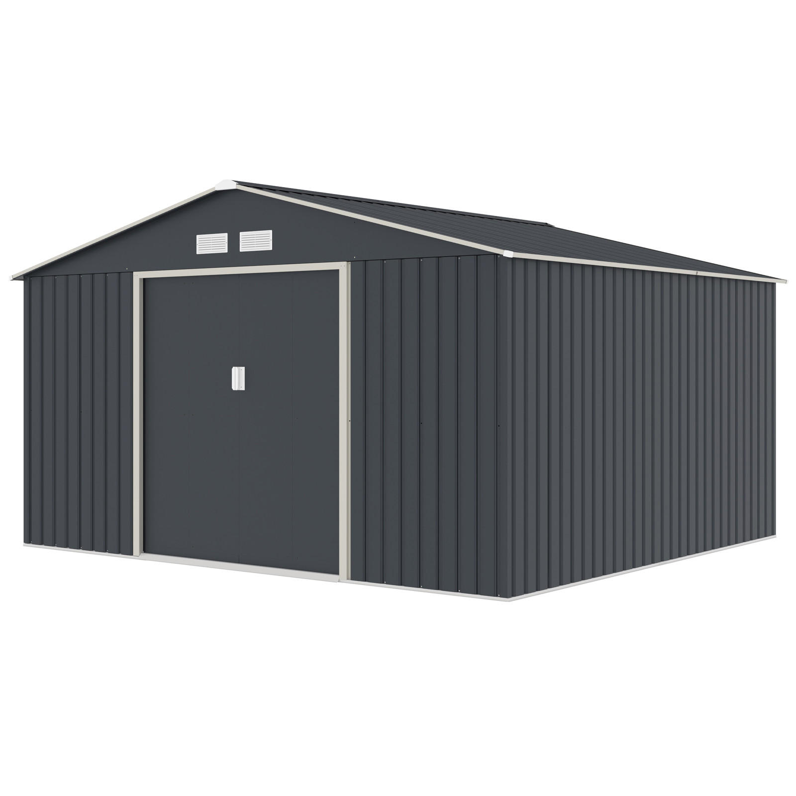 GERÄTEHAUS mit Bodenrahmen Metall S350 Grau - Grau, Metall (341/201/322cm) - HATTORO
