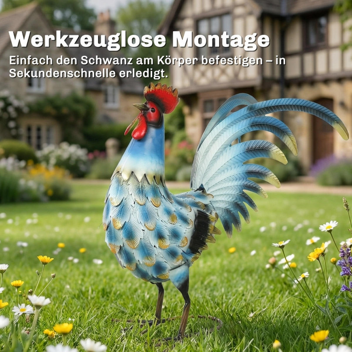 HAHN Gartenfigur aus Metall Handbemalt 44x18x41 cm - Multicolor, Metall (18/41/44cm) - Modfu