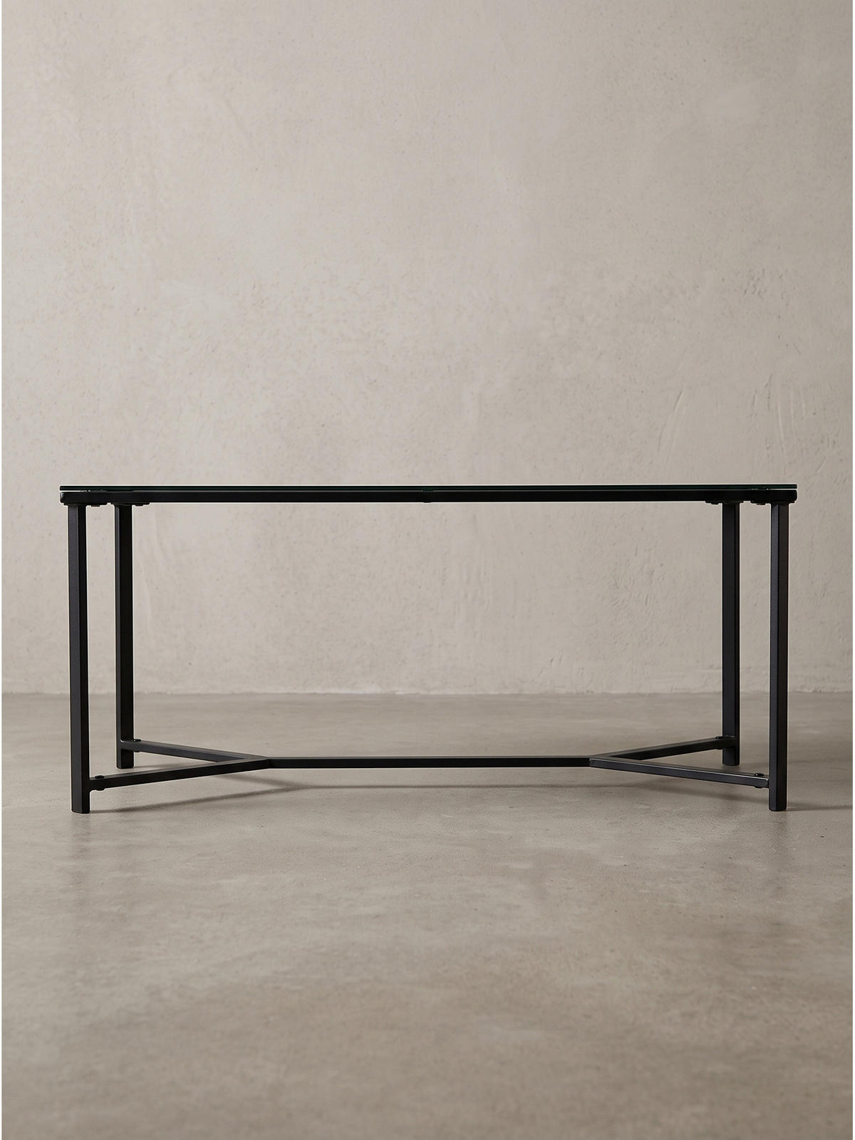 COUCHTISCH ALCUDIA, Einscheibensicherheitsglas, Schwarz, 100 x 50 x 42 cm - Schwarz, Glas/Metall (50/100/42cm) - KADIMA DESIGN