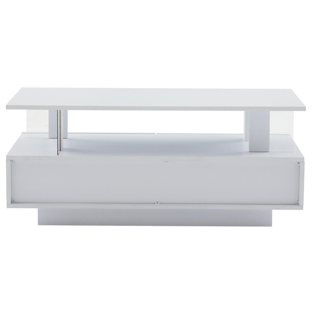 COUCHTISCH aus Acryl 100x50x42 cm Weiß mit LED-Beleuchtung, App- und Fernbedienung sowie 2 Schubladen - Weiß, Holzwerkstoff (100/50/42cm) - Modfu