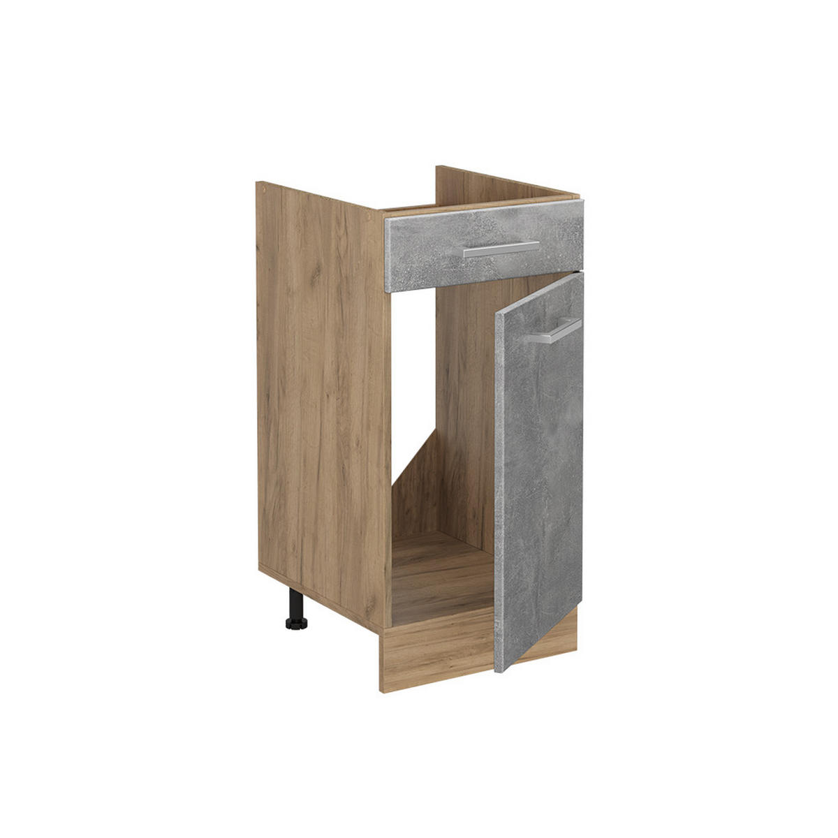 KÜCHENUNTERSCHRANK R-Line, Beton/Goldkraft Eiche, 40 cm Arbeitsplatte Marmor - Honigeiche/Grau, Holzwerkstoff (40/81.6/60cm) - Vicco