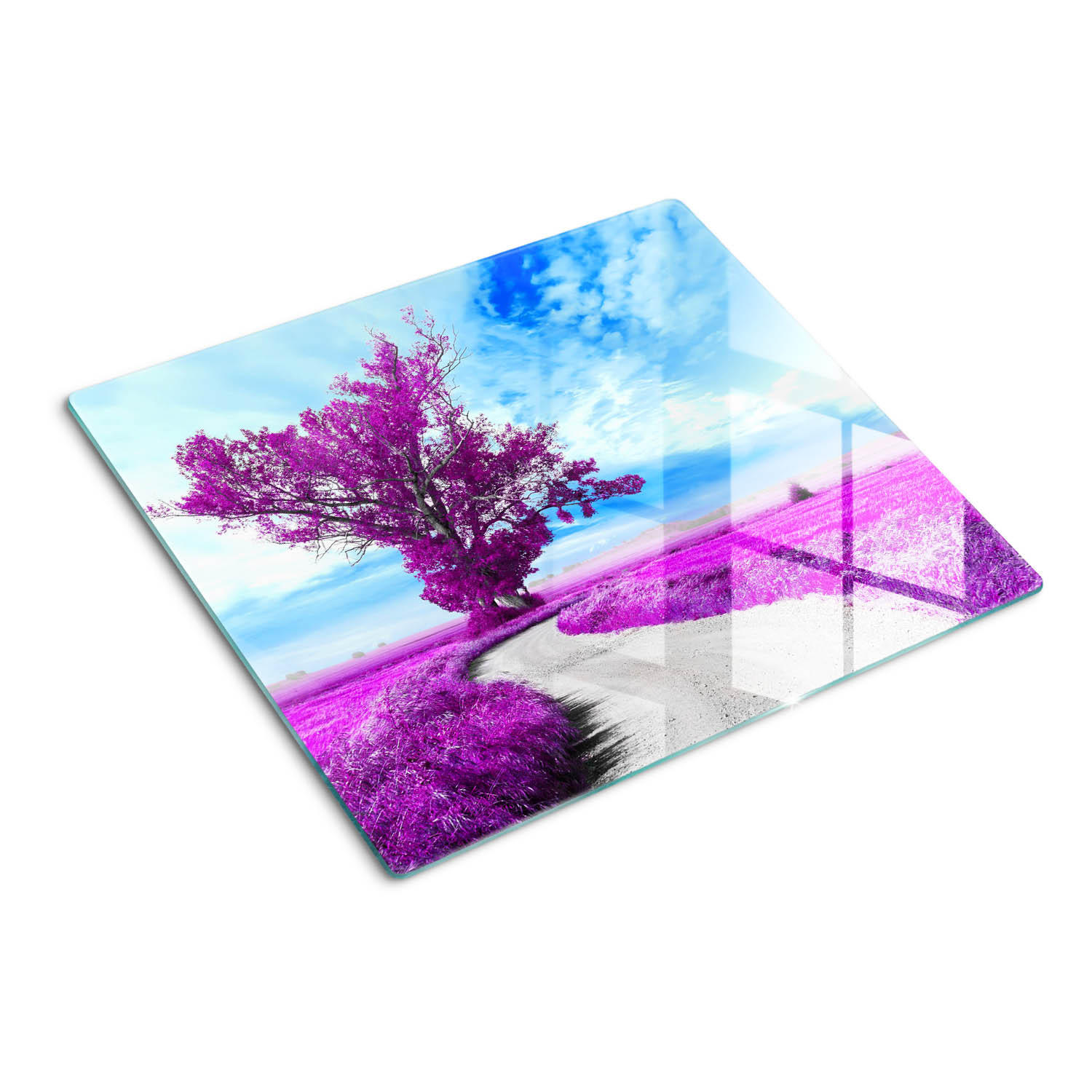 GLASPLATTE 60x52 cm Baum und Weg - Lila, Glas (60/0.4/52cm) - TULUP