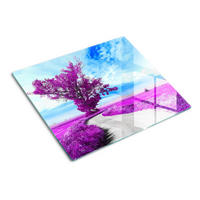 GLASPLATTE 60x52 cm Baum und Weg - Lila, Glas (60/0.4/52cm) - TULUP