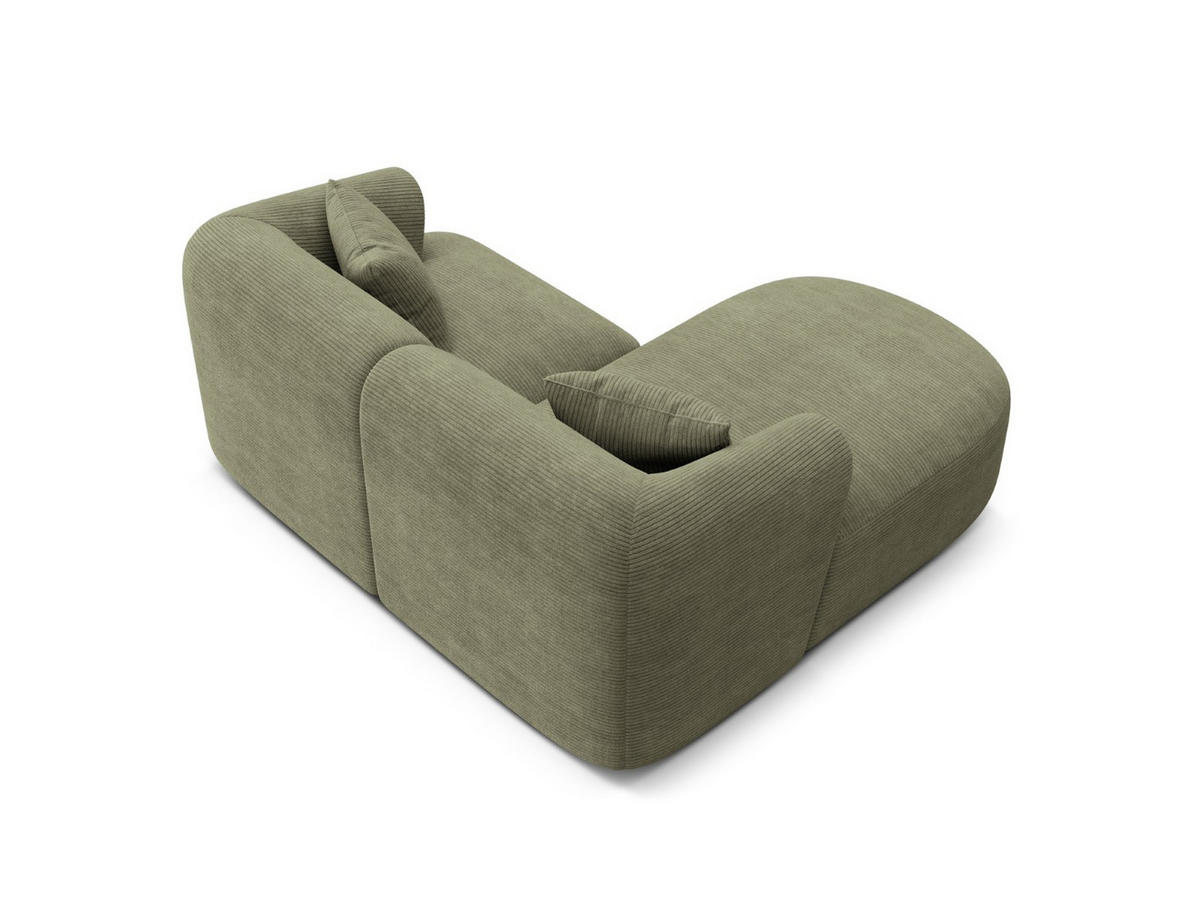 MODULARES-ECKSOFA links Campi aus Cord Moosgrün 3 Sitzplätze - Salbeigrün, Textil (156/180cm) - Cosmopolitan Design