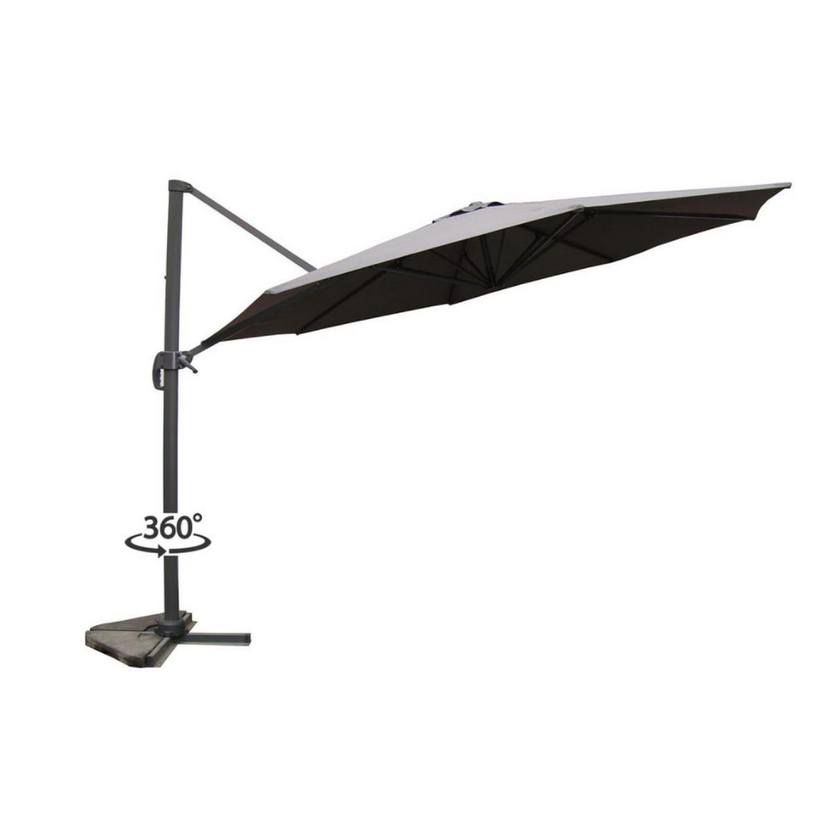 SONNENSCHIRM castillo grau rund 3 5 x 3 5 cm deportiert rotierbar um 360 - Grau, Metall (350/350cm) - Concept Usine