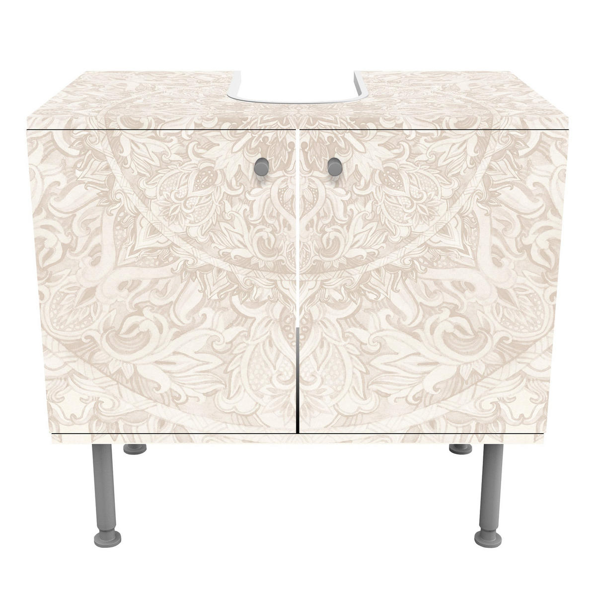 WASCHBECKENUNTERSCHRANK Mandala Aquarell Muster Ornament beige 60/55/35 cm - Beige, Holzwerkstoff (60/55/35cm) - Bilderwelten