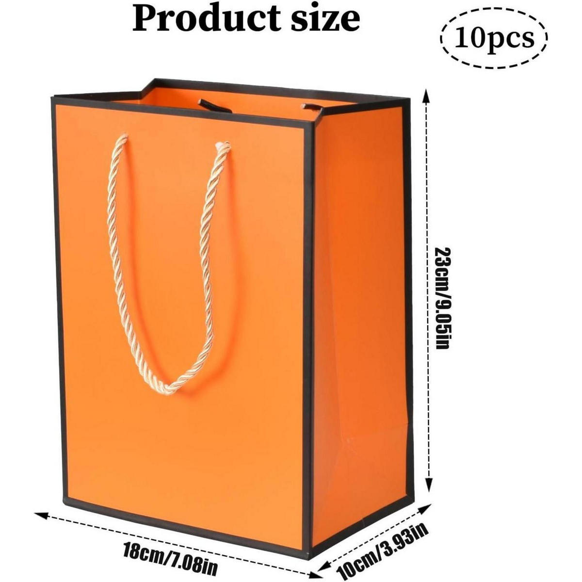 GESCHENKTÜTE 10 Stück Set Schwarz 18 x 10 x 23 cm - Schwarz, Papier (10/23/23cm)