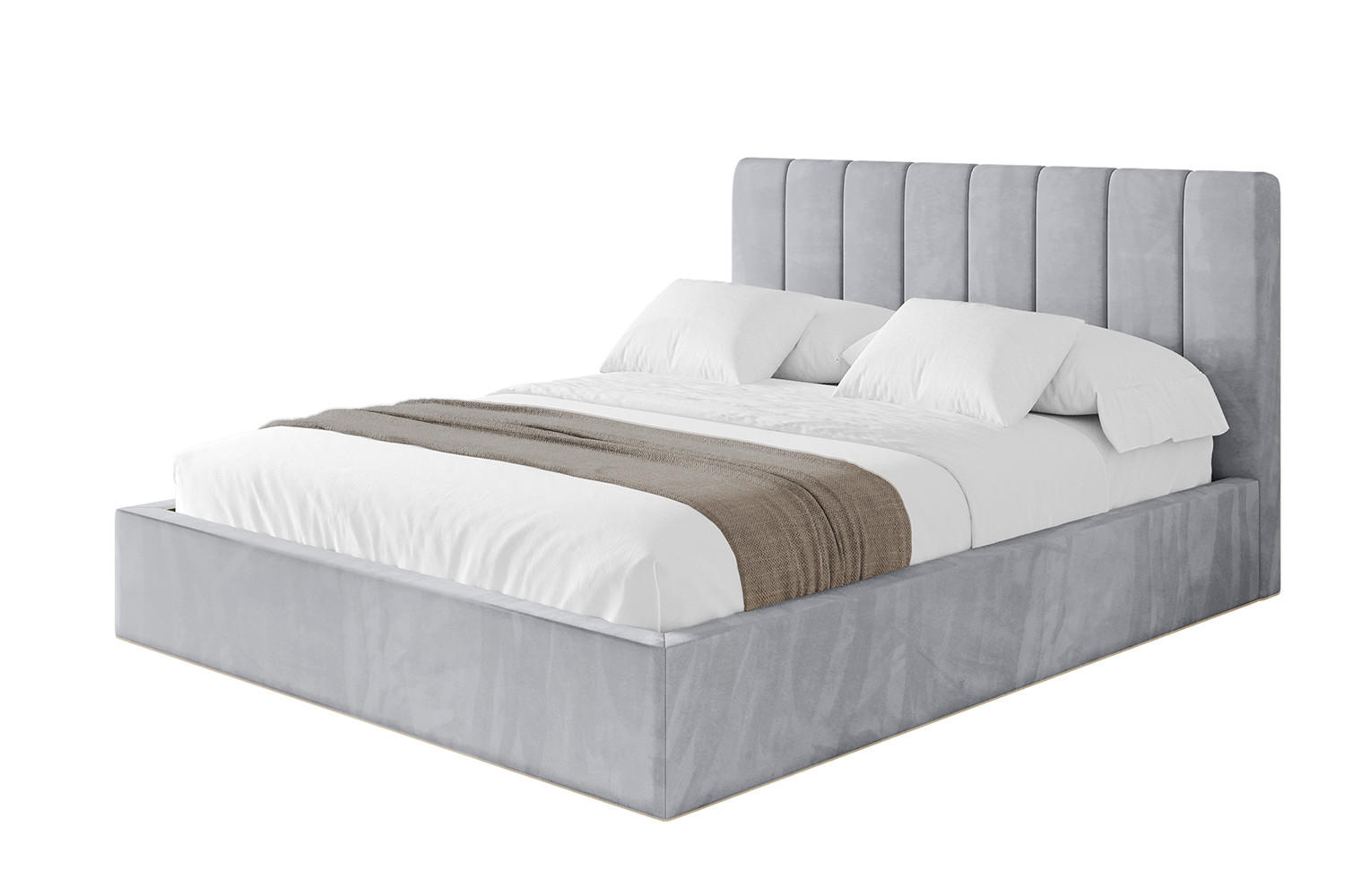 POLSTERBETT mit Bettkasten und Lattenrost, Boxbett ohne Matratze - STERA 120x200 Hellgrau - Hellgrau, Holzwerkstoff/Textil (120/200cm) - ALTDECOR