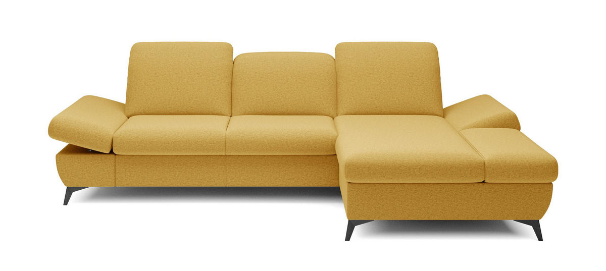 ECKSOFA FELICE R-S Gelb Geflochtener Stoff mit Schlaffunktion - Gelb, Holz (284/166cm) - MASSENO