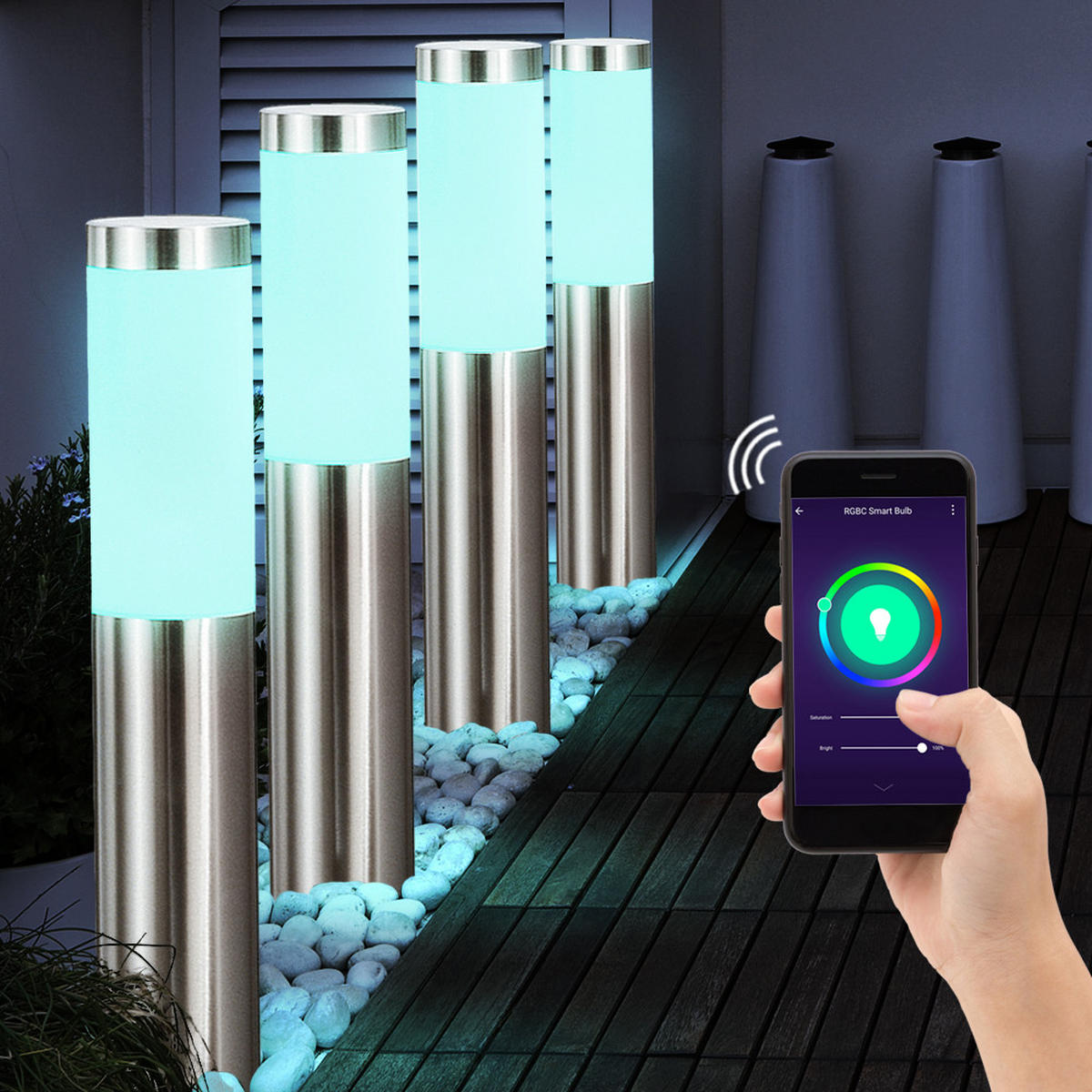 LED STEHLEUCHTE Edelstahl Silber - Silberfarben, Kunststoff (7.6/7.6/45cm)