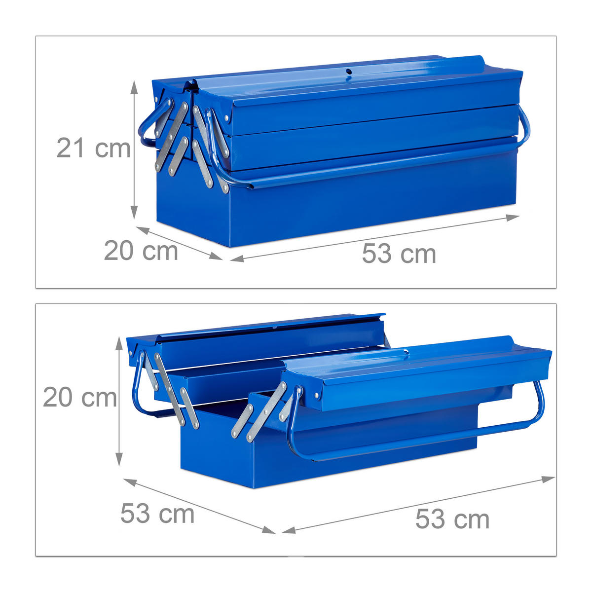 WERKZEUGKOFFER - Blau, Metall (20/29.5/53cm) - Relaxdays