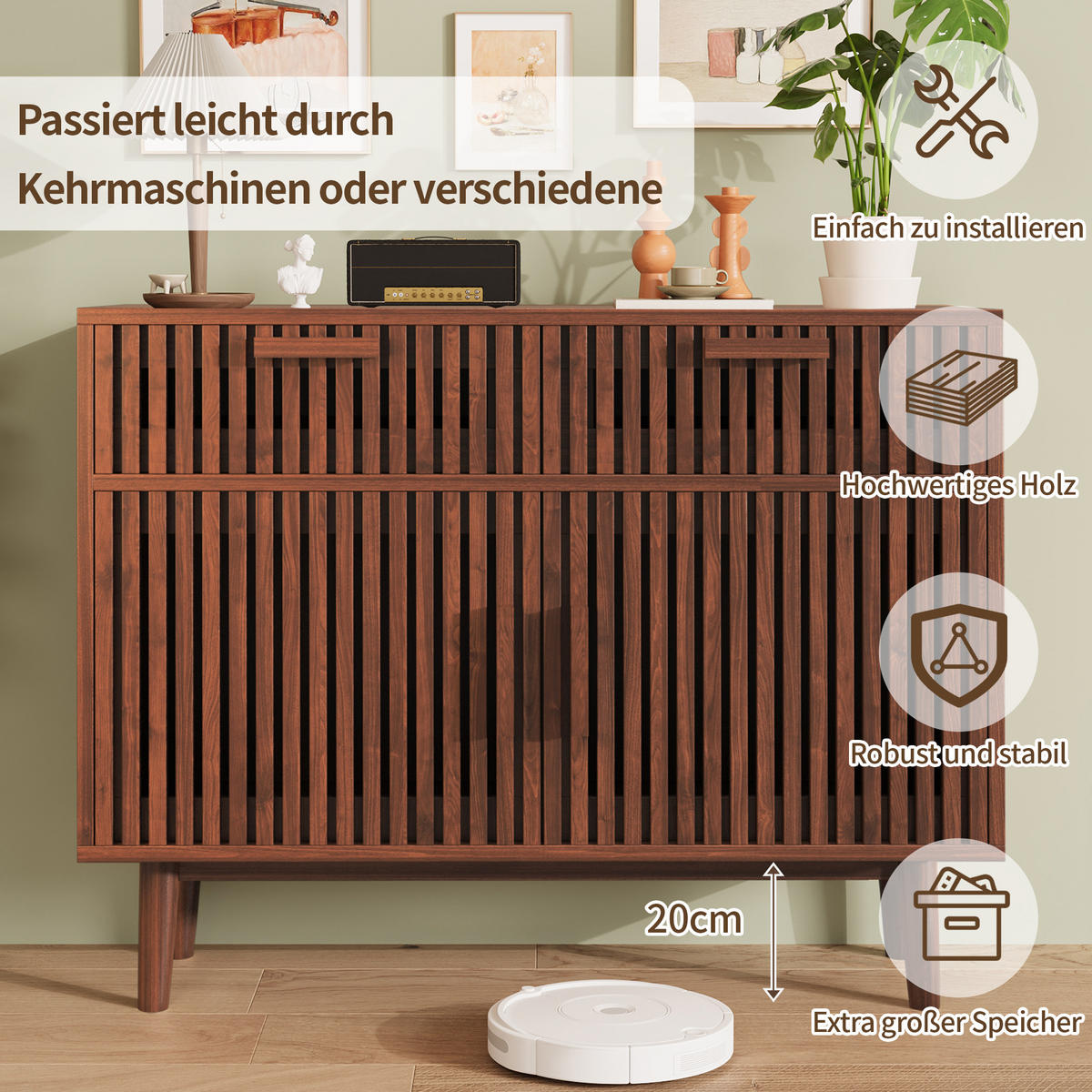 SIDEBOARD Nussbaumfarben 100cm Kommode mit 2 Türen 2 Schubladen Landhaus modern - Nussbaumfarben, Holz (100/80/35cm)