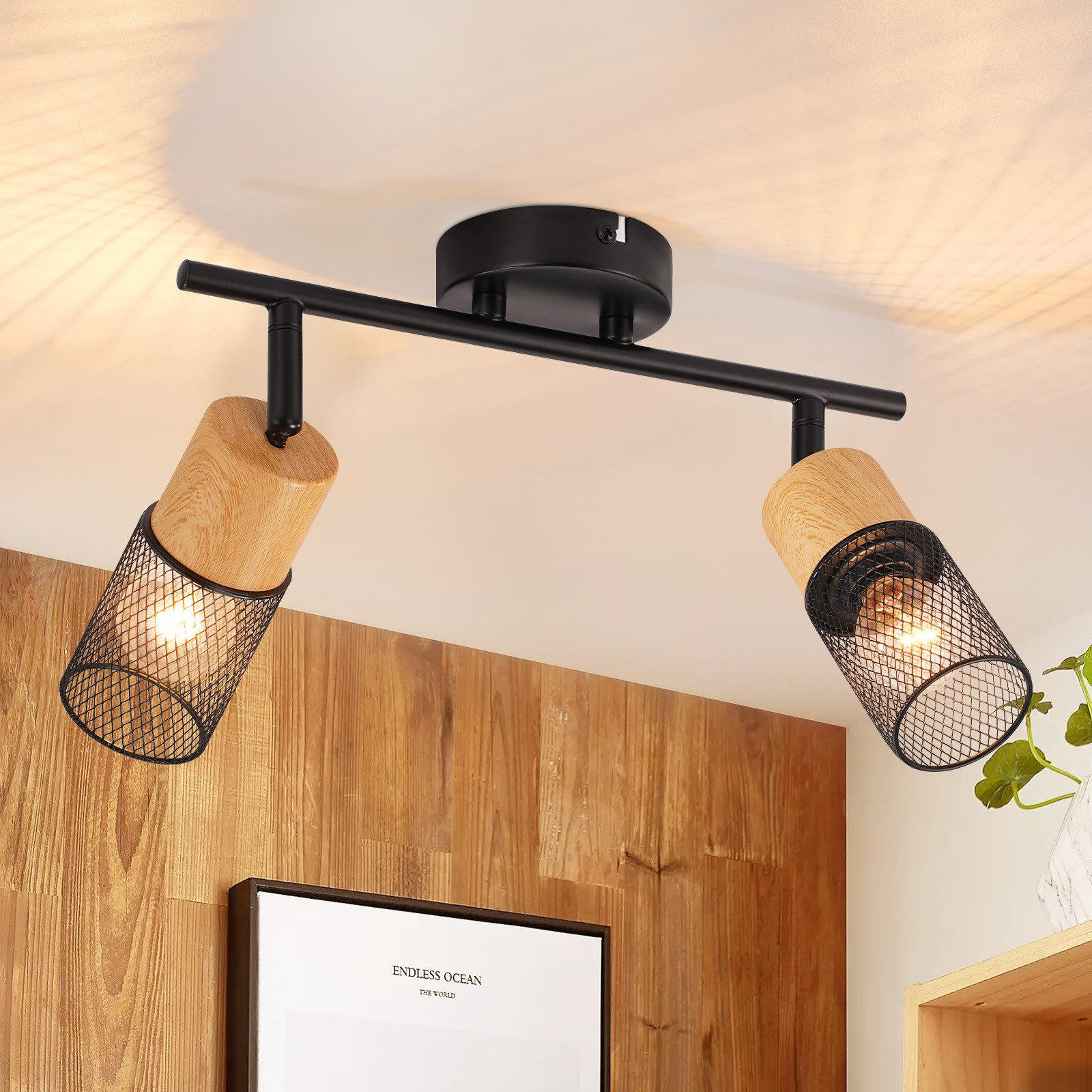 STRAHLER Amberg 2-flammig 30/18/17.5 cm - Schwarz, Metall (30/18/17.5cm) - Nettlife