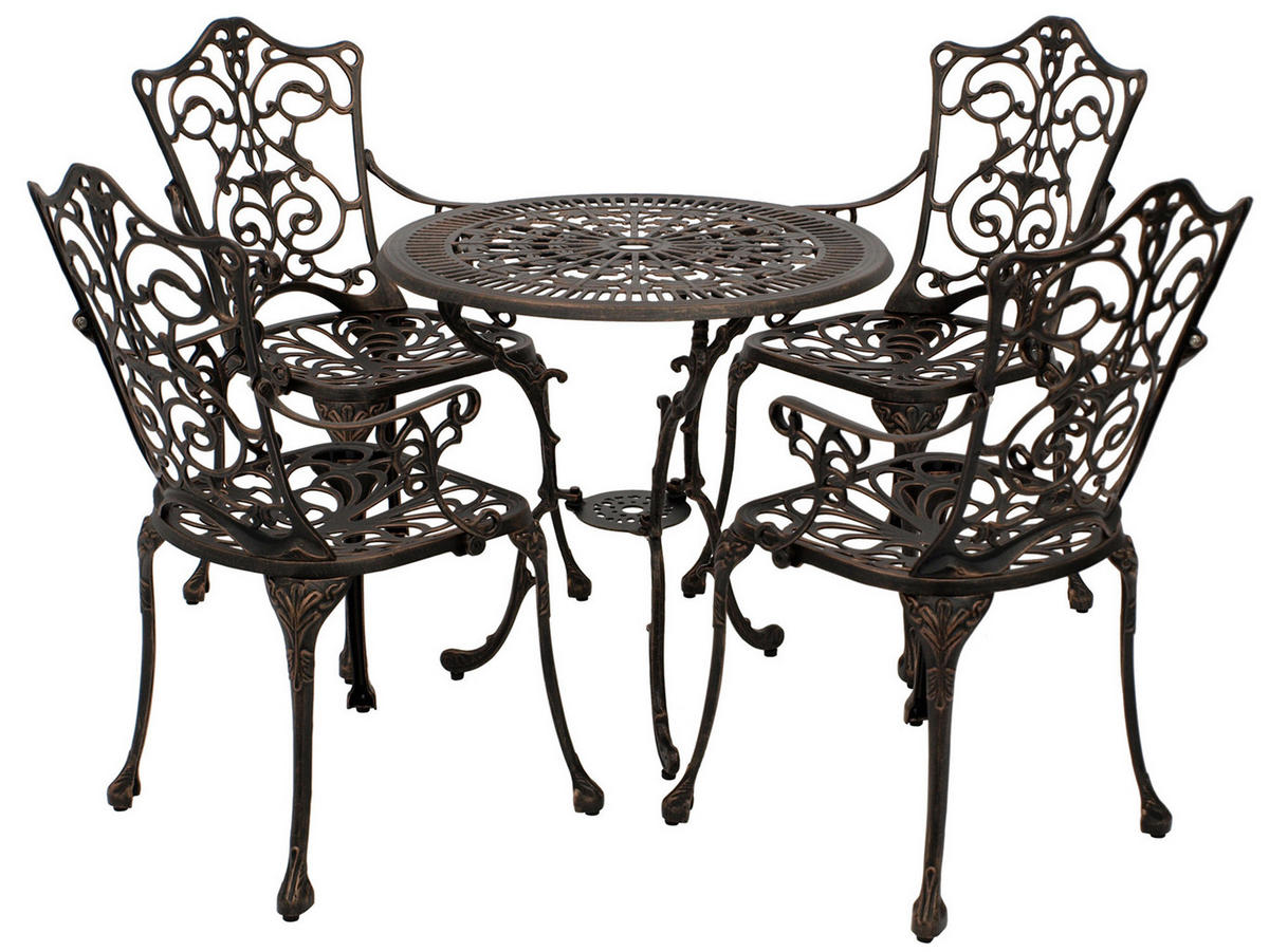 BISTROSET Boulder - Jugendstil - 5-teilig, Aluguss antik bronze - Braun, Metall - TPFGarden